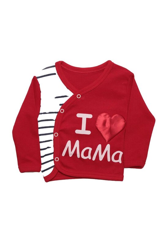 Çizgili Bebek Takım 3'lü 358 | Kırmızı - Thumbnail