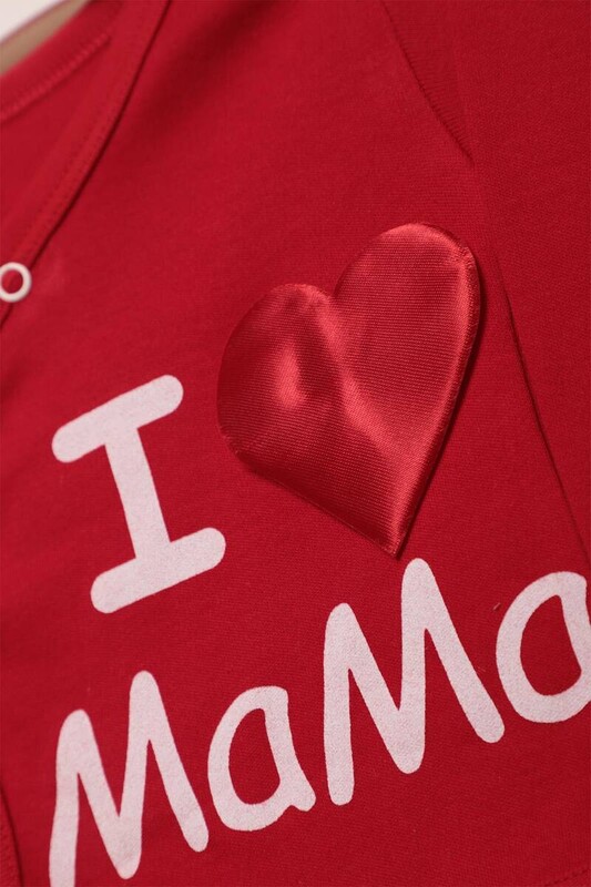 Çizgili Bebek Takım 3'lü 358 | Kırmızı - Thumbnail