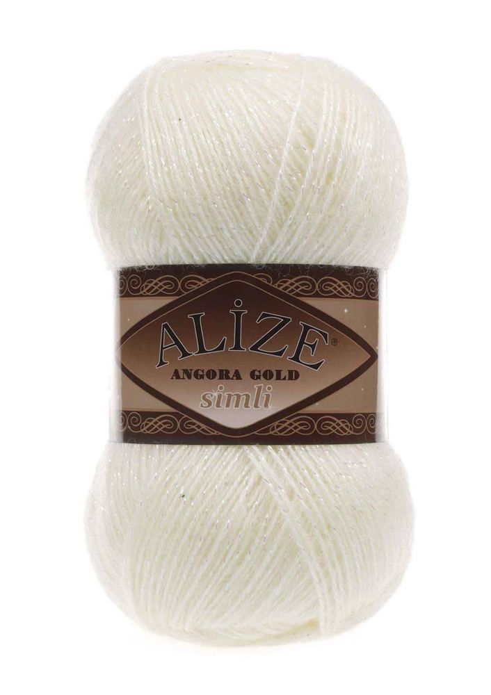 Alize Angora Gold Simli El Örgü İpi Krem 001