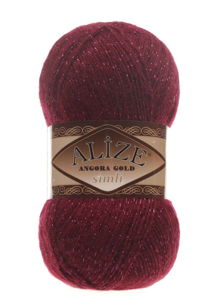 Alize Angora Gold Simli El Örgü İpi Bordo 057