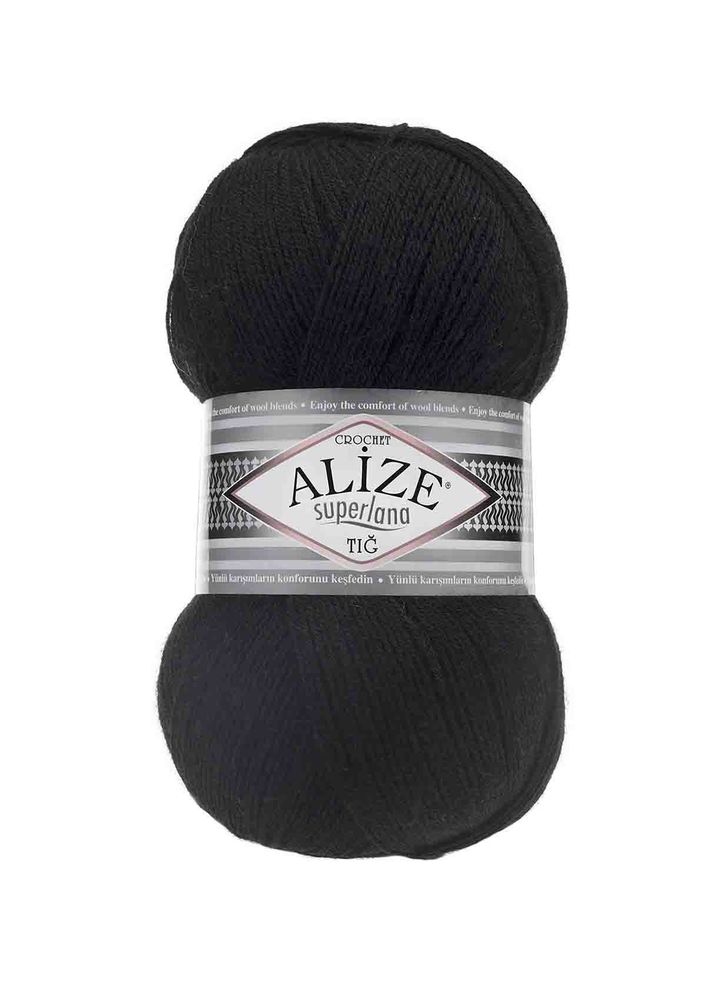 Alize Superlana Tığ El Örgü İpi Siyah 060