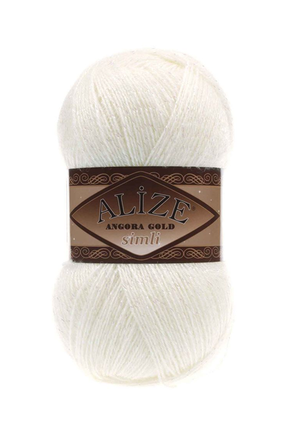 Alize Angora Gold Simli El Örgü İpi Açık Krem 062