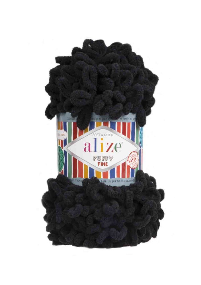Alize Puffy Fine El Örgü İpi Siyah 060