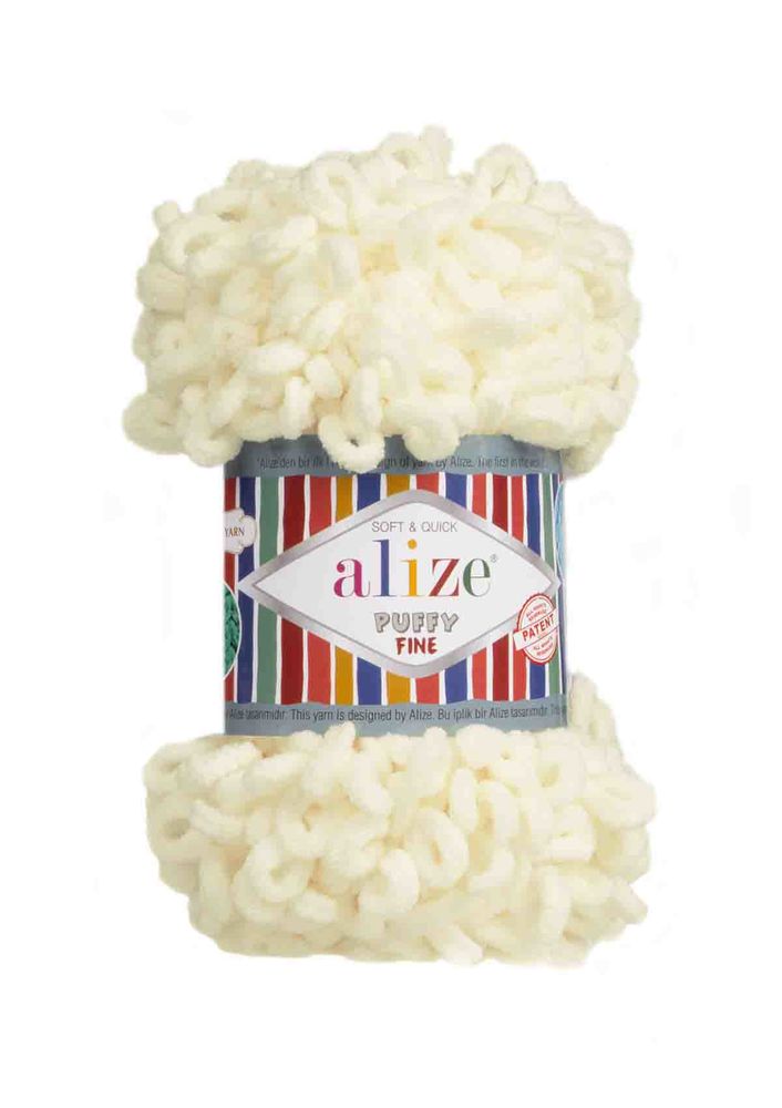 Alize Puffy Fine El Örgü İpi Açık Krem 062
