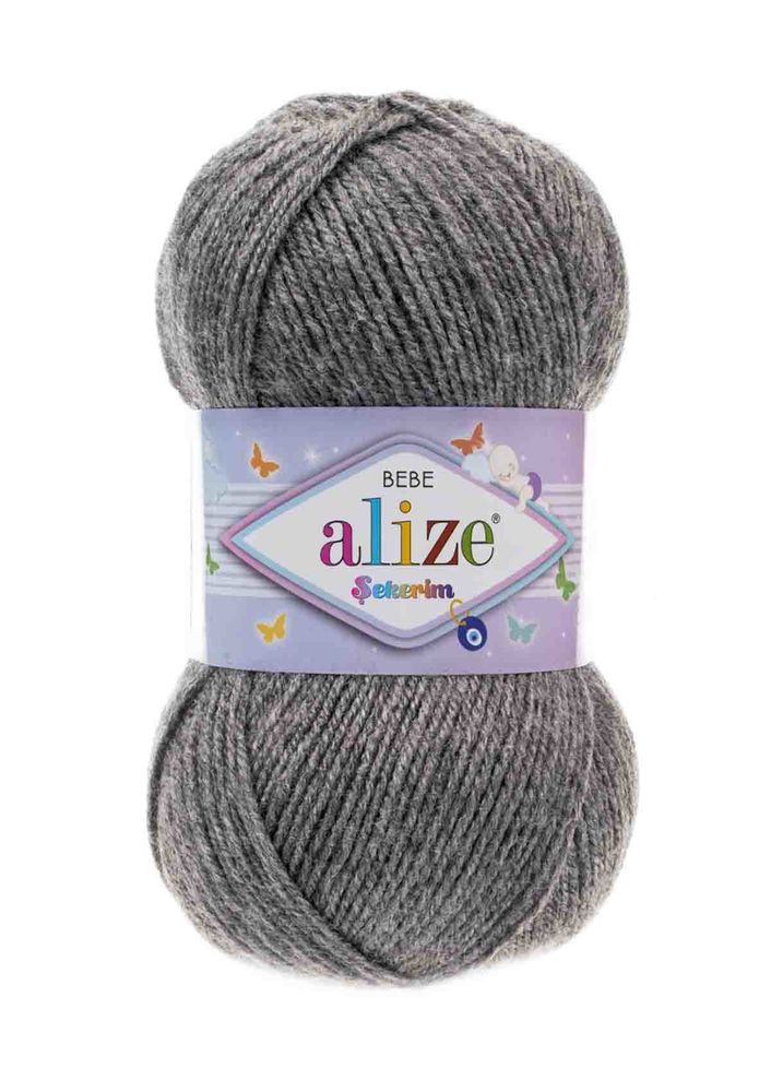 Alize Şekerim Bebe El Örgü İpi Koyu Gri Melanj 197