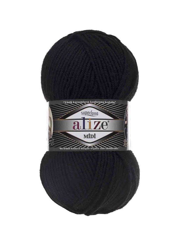 Alize Superlana Midi El Örgü İpi Siyah 060