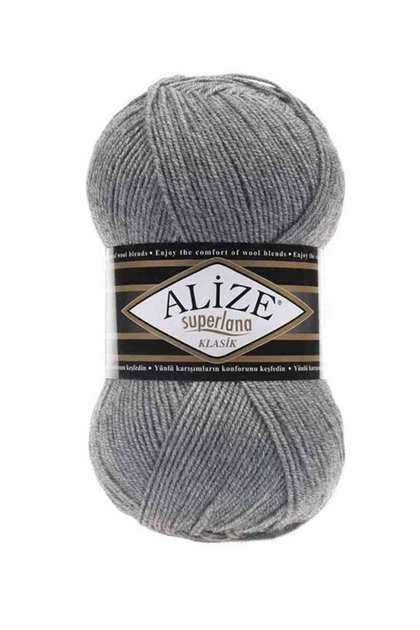 Alize Superlana Klasik El Örgü İpi Gri Melanj 021