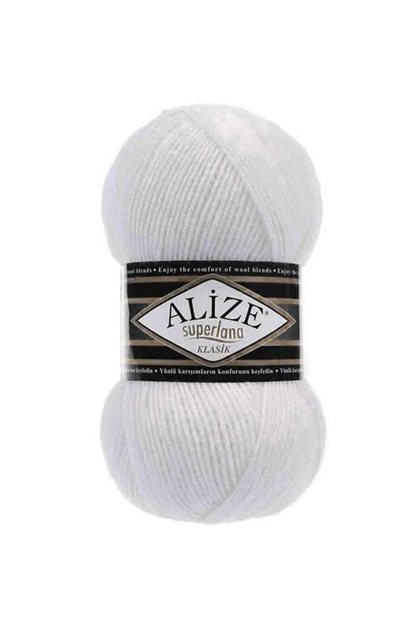 Alize Superlana Klasik El Örgü İpi Beyaz 055