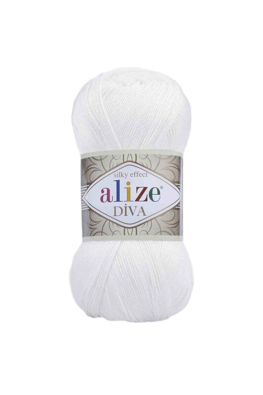 Alize - Alize Diva El Örgü İpi Beyaz 055