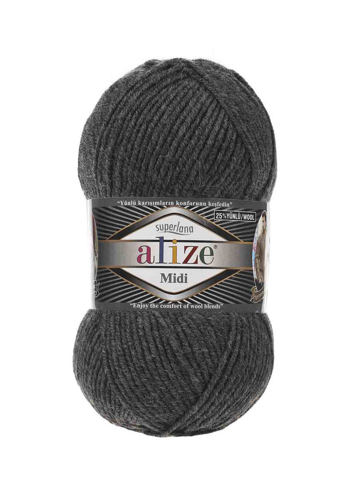 Alize Superlana Midi El Örgü İpi Koyu Gri Melanj 196