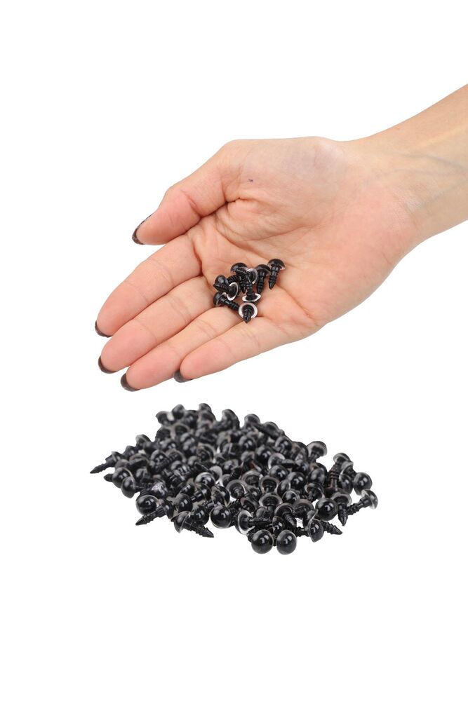 Amigurumi Vidalı Renkli Göz 8 mm 100 Adet | Şeffaf