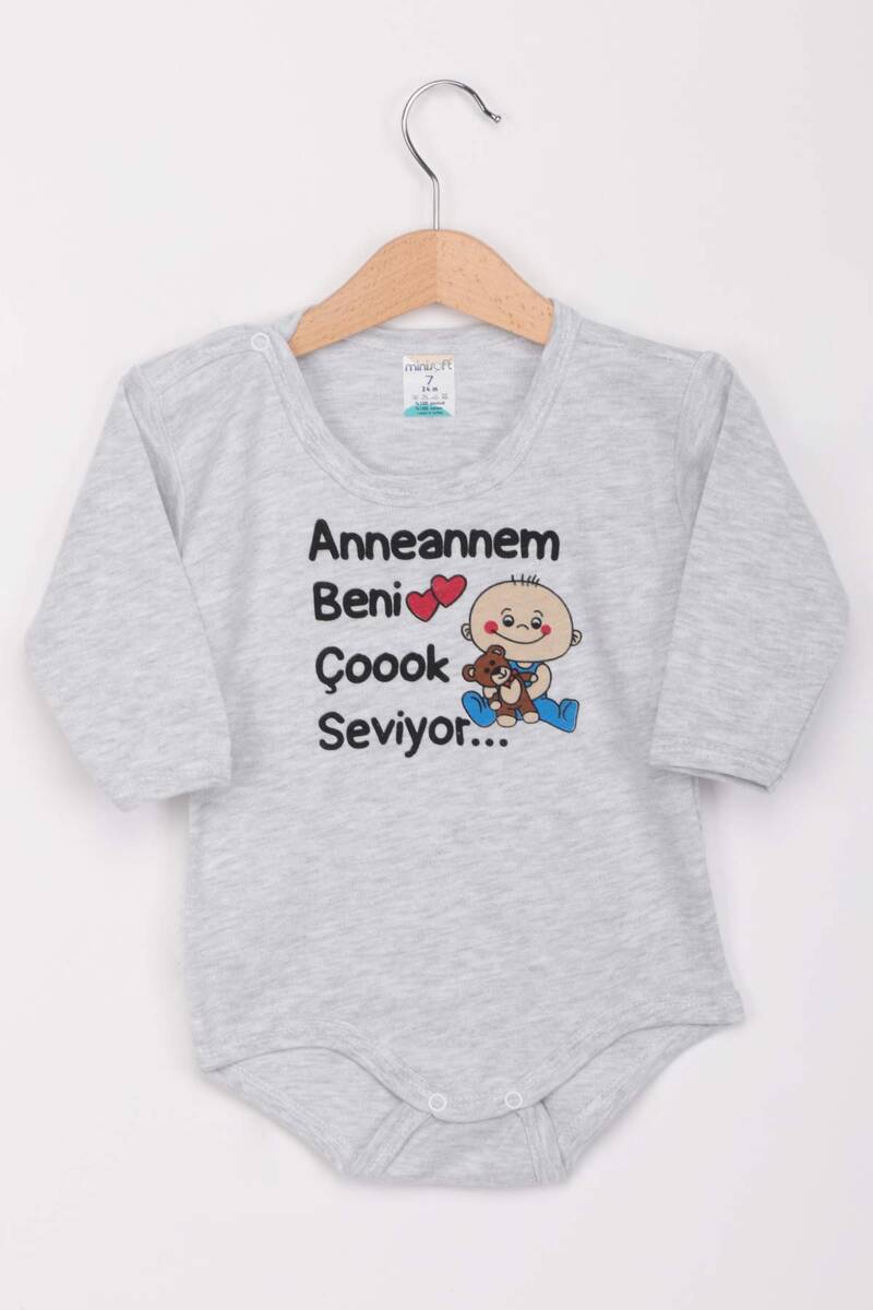 Anneannem Beni Çok Seviyor Uzun Kollu Zıbın Kod/renk: Gri