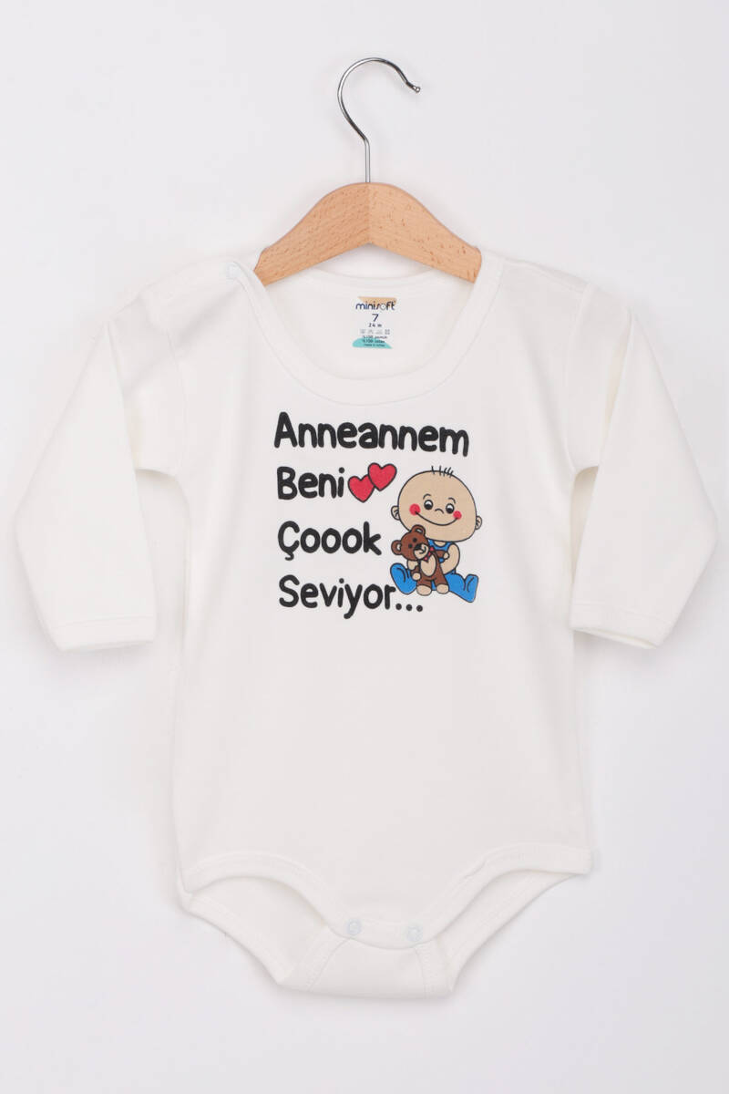 Anneannem Beni Çok Seviyor Uzun Kollu Zıbın | Krem