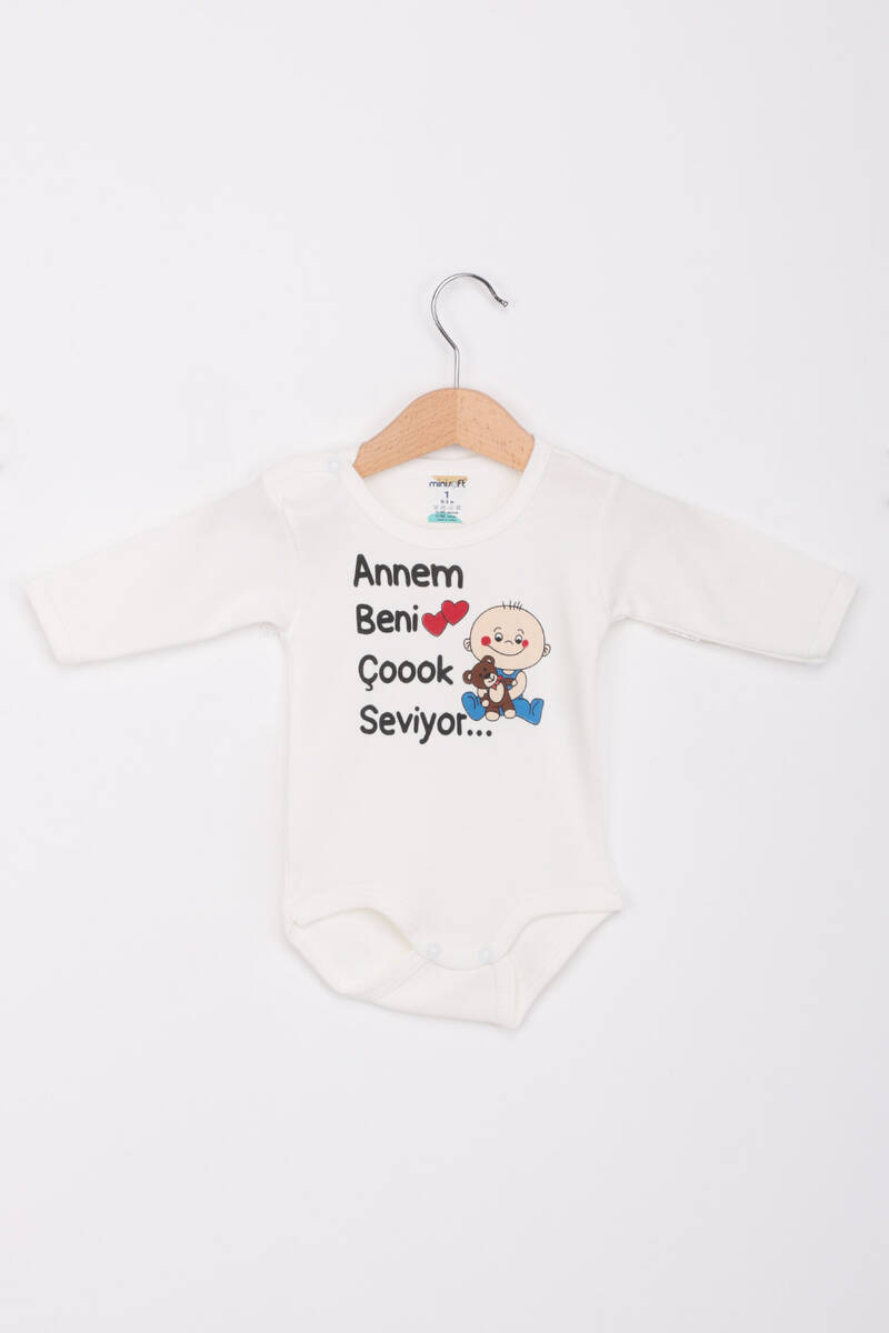 Annem Beni Çok Seviyor Uzun Kollu Zıbın | Krem