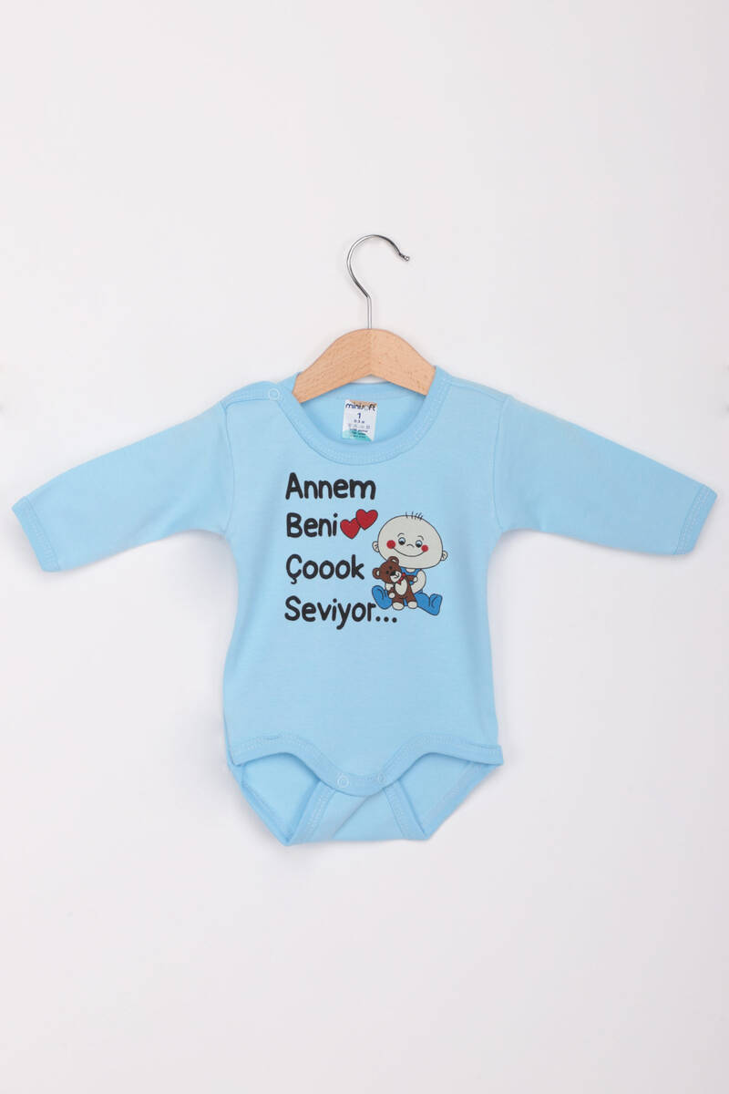 Annem Beni Çok Seviyor Uzun Kollu Zıbın | Mavi