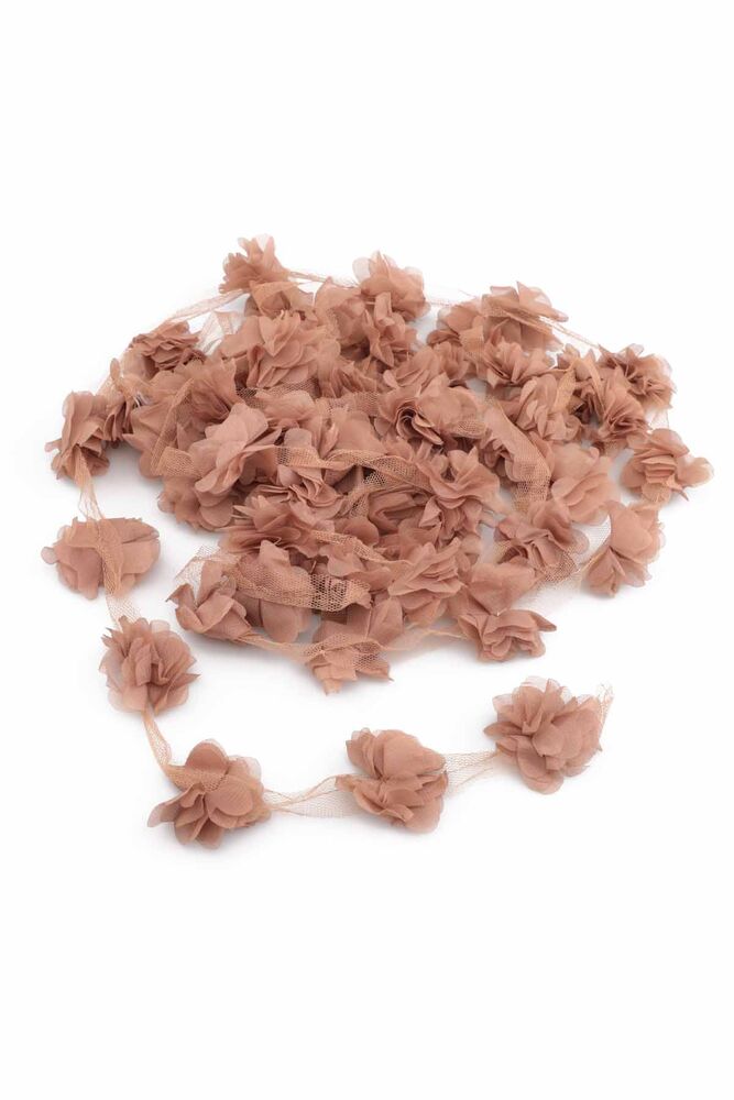 Lazer Kesim Şerit Çiçek Açık Kahve 5m