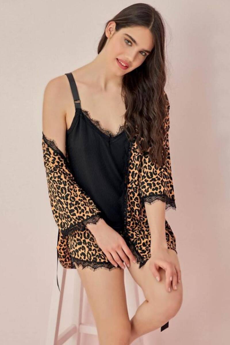 Askılı 3 Lü Pijama Takımı 7007-2 | Siyah