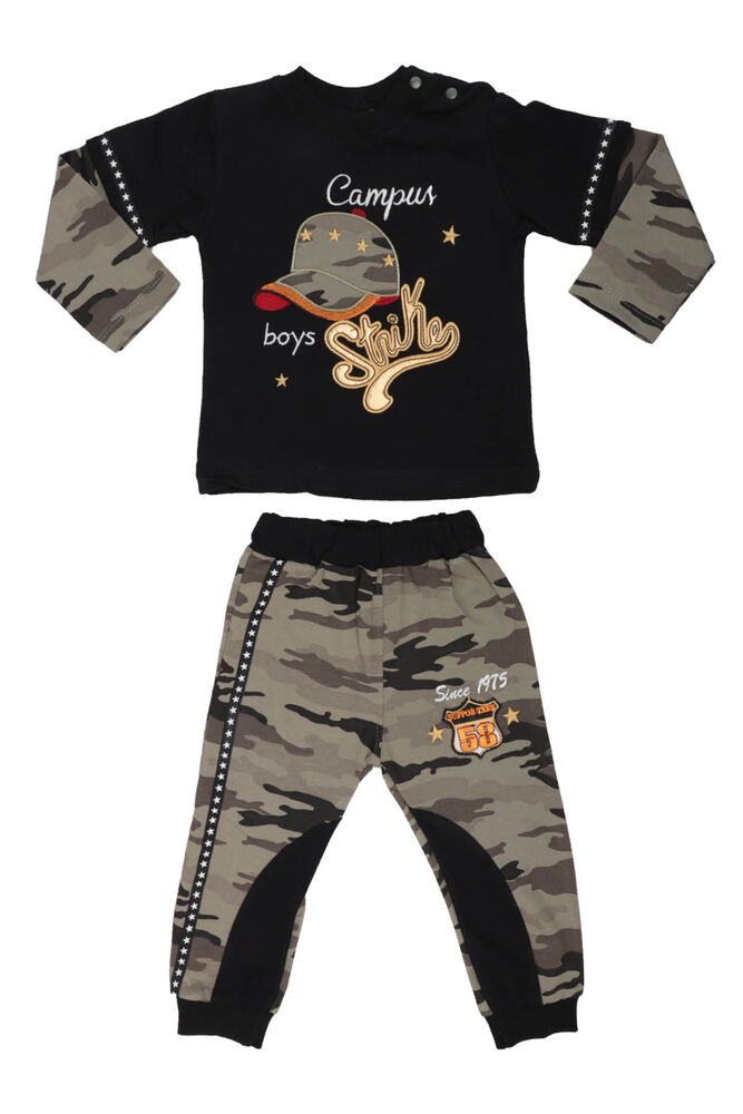 Hat Embroidered Baby Suit 7010 | Black
