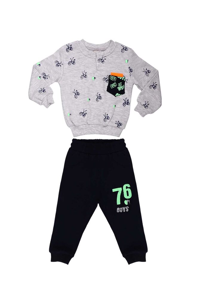 Damla Bicycle Printed Baby Set 20457 | Grey