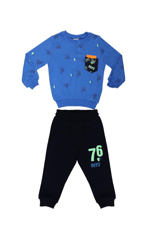 Damla Bicycle Printed Baby Set 20457 | Blue