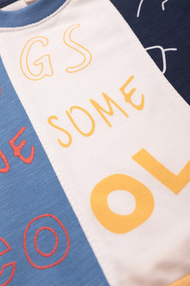 Yazı Baskılı Ekek Bebek Takım 1240 | Mavi Yazı Baskılı Ekek Bebek Takım 1240 | Mavi