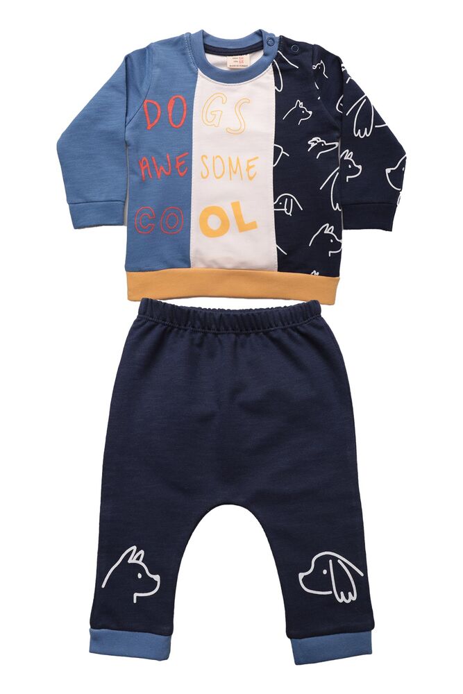 Yazı Baskılı Ekek Bebek Takım 1240 | Mavi Yazı Baskılı Ekek Bebek Takım 1240 | Mavi