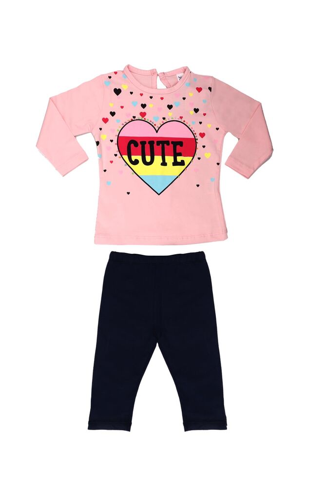 Juuta Heart Printed Baby Set | Baby Pink