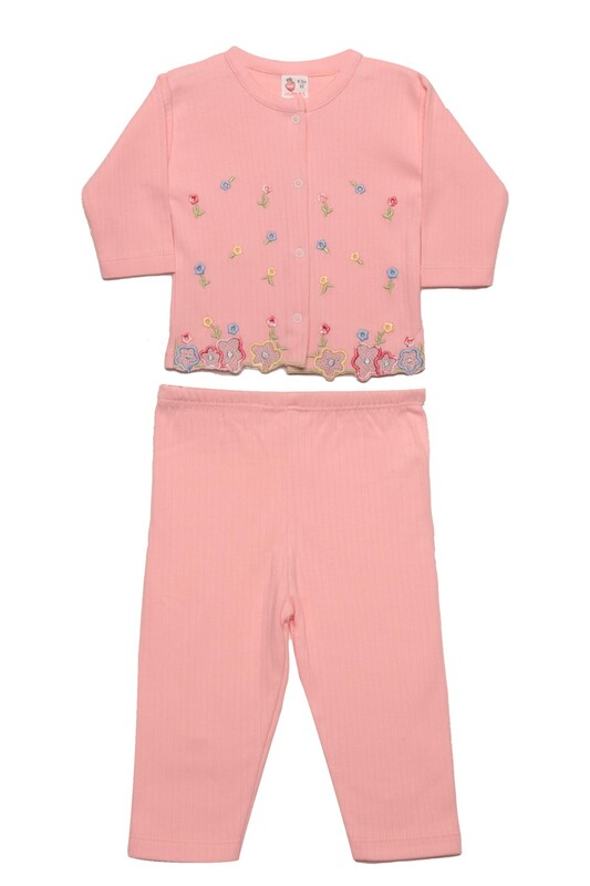 Çiçek Nakışlı Bebek Takım 5020 | Pembe - Thumbnail