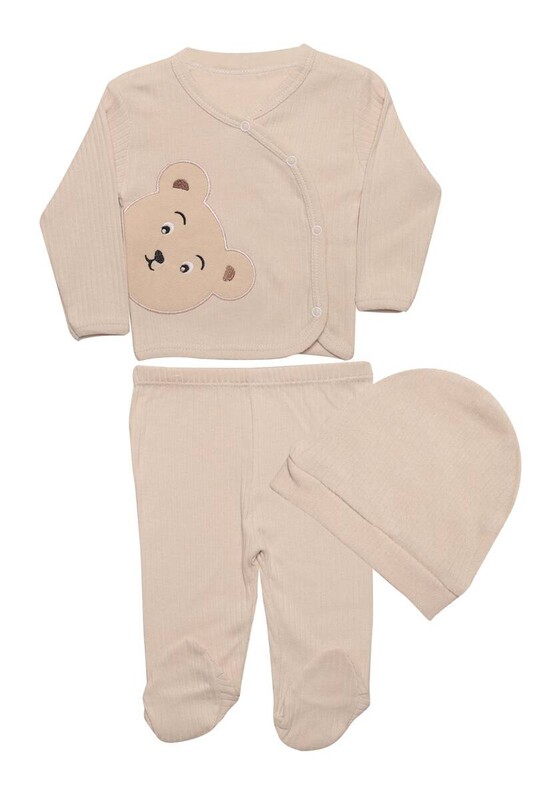ZEMBABY - Ayıcıklı Bebek Takım 3'lü 4225 | Bej
