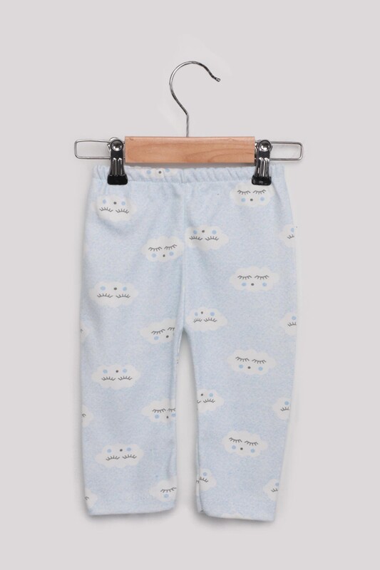 Cloud Patterned Baby Pajamas Set | Blue - Thumbnail