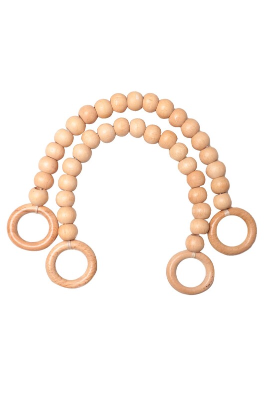 Ahşap Boncuklu Çanta Sapı Model 10 | Bej - Thumbnail