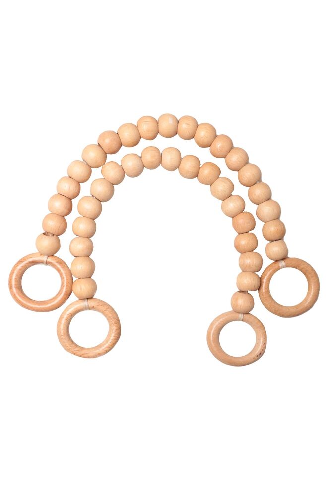 Ahşap Boncuklu Çanta Sapı Model 10 | Bej