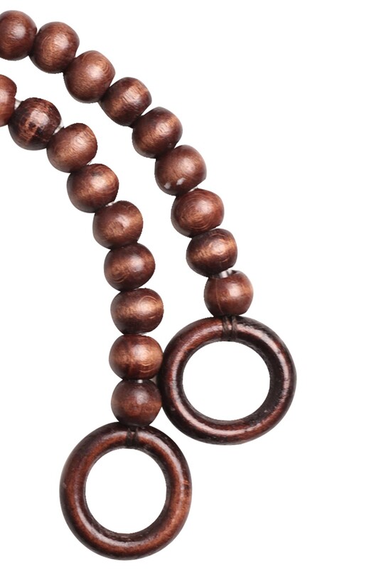 Ahşap Boncuklu Çanta Sapı Model 10 | Kahverengi - Thumbnail