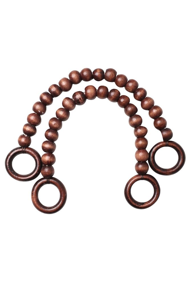 Ahşap Boncuklu Çanta Sapı Model 10 | Kahverengi