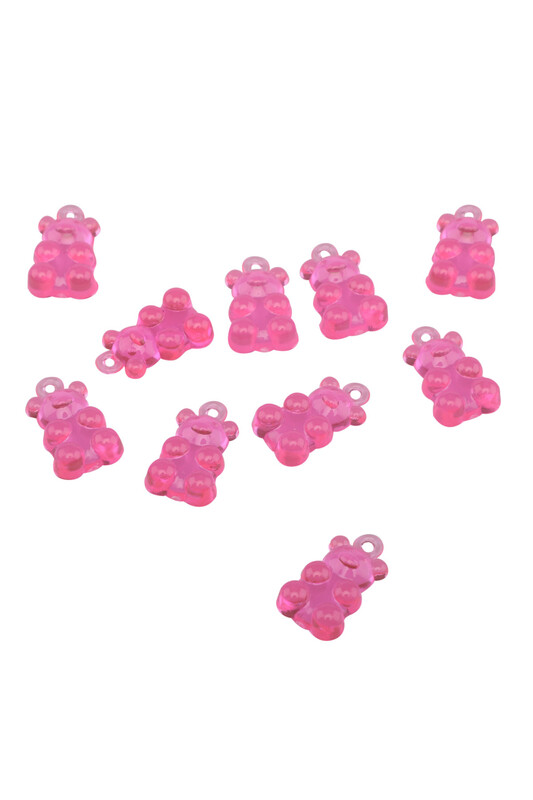 MİR PLASTİK - Jelibon Ayıcık Boncuk Neon Pembe 10 Adet