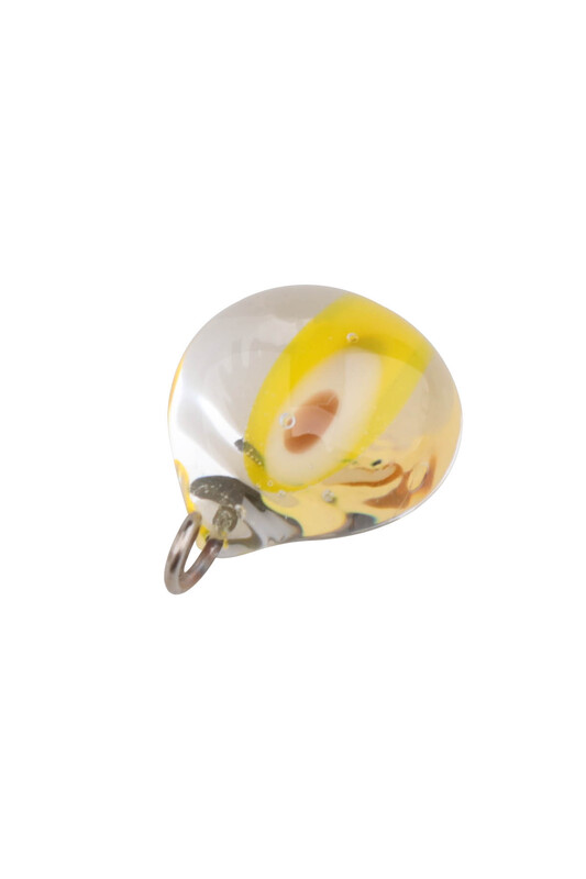 SEFA - Yassı Cam Nazar Boncuklu Kolye Ucu Sarı