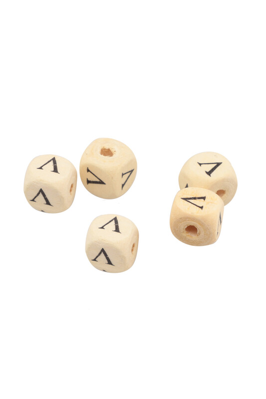 SİMİSSO - Ahşap Harf Boncuk 5'li 9mm V