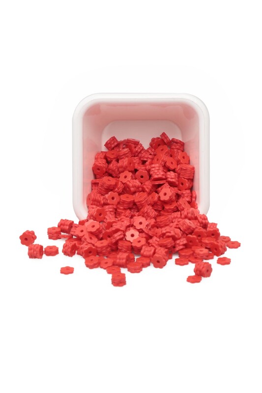 SİMİSSO - Çiçek Hamur Fimo Boncuk 4 mm | Kırmızı