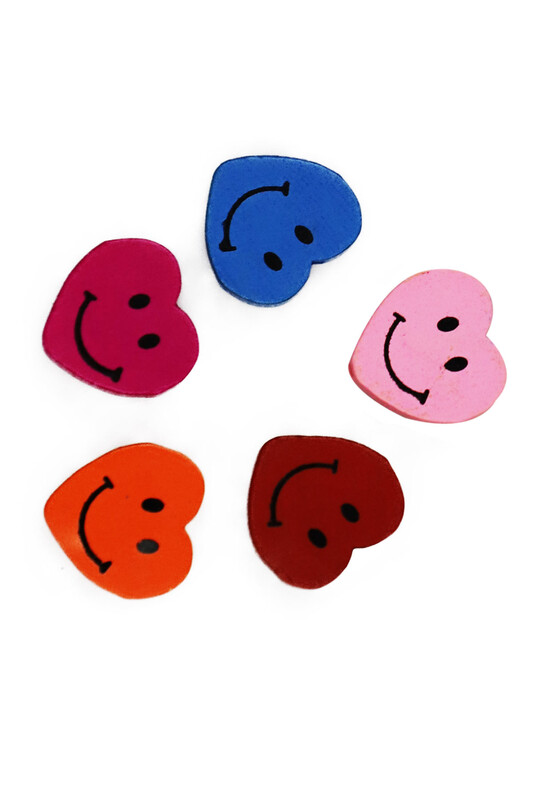 SİMİSSO - Smiling Heart Wooden Beads 5 pcs
