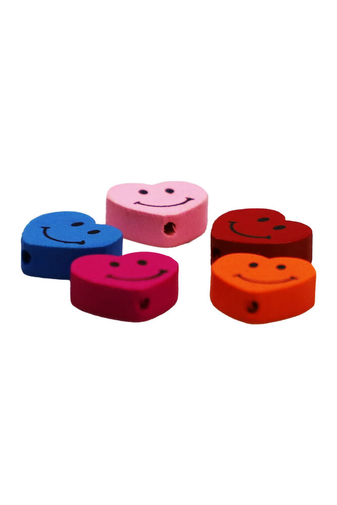 Smiling Heart Wooden Beads 5 pcs