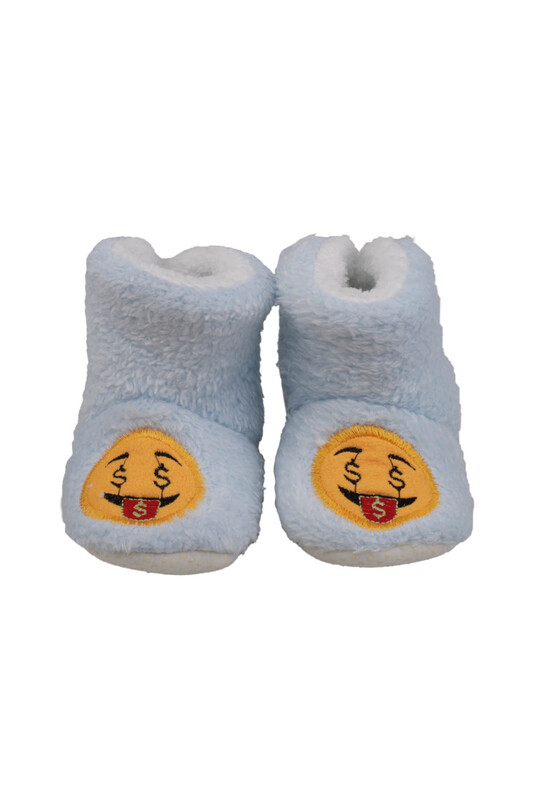 RECOS - Emoji Baskılı Welsoft Bebek Panduf | Bebe Mavi