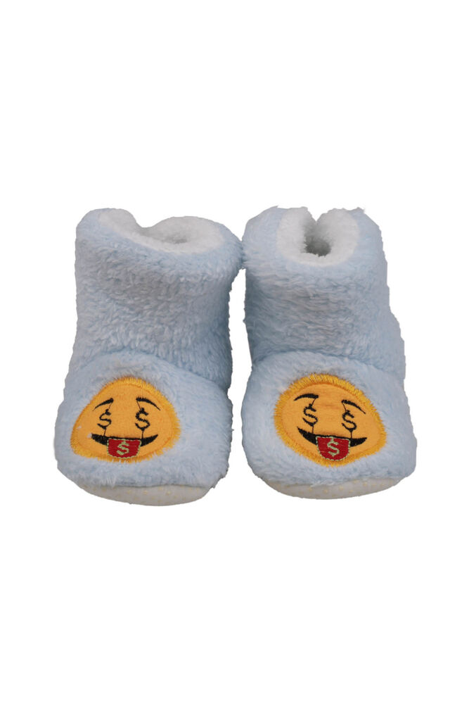 Emoji Baskılı Welsoft Bebek Panduf | Bebe Mavi