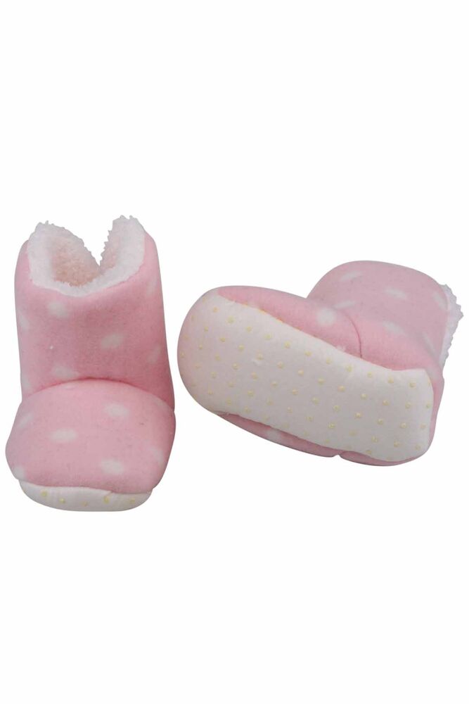 Puantiyeli Polarlı Bebek Panduf | Pembe