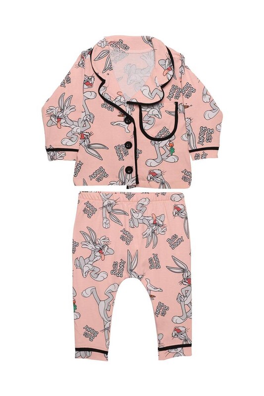 Baskılı Bebek Pijama Takımı 7633 | Pembe - Thumbnail