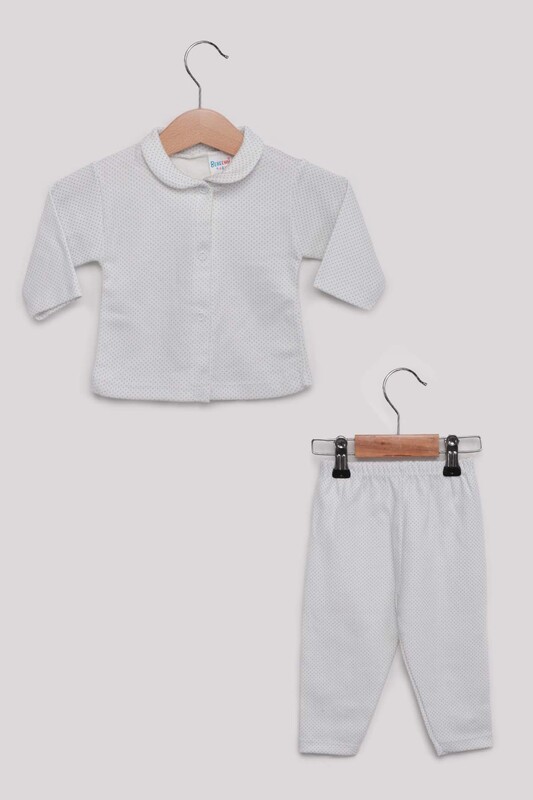 SİMİSSO - Puantiye Desenli Bebek Pijama Takımı | Mavi