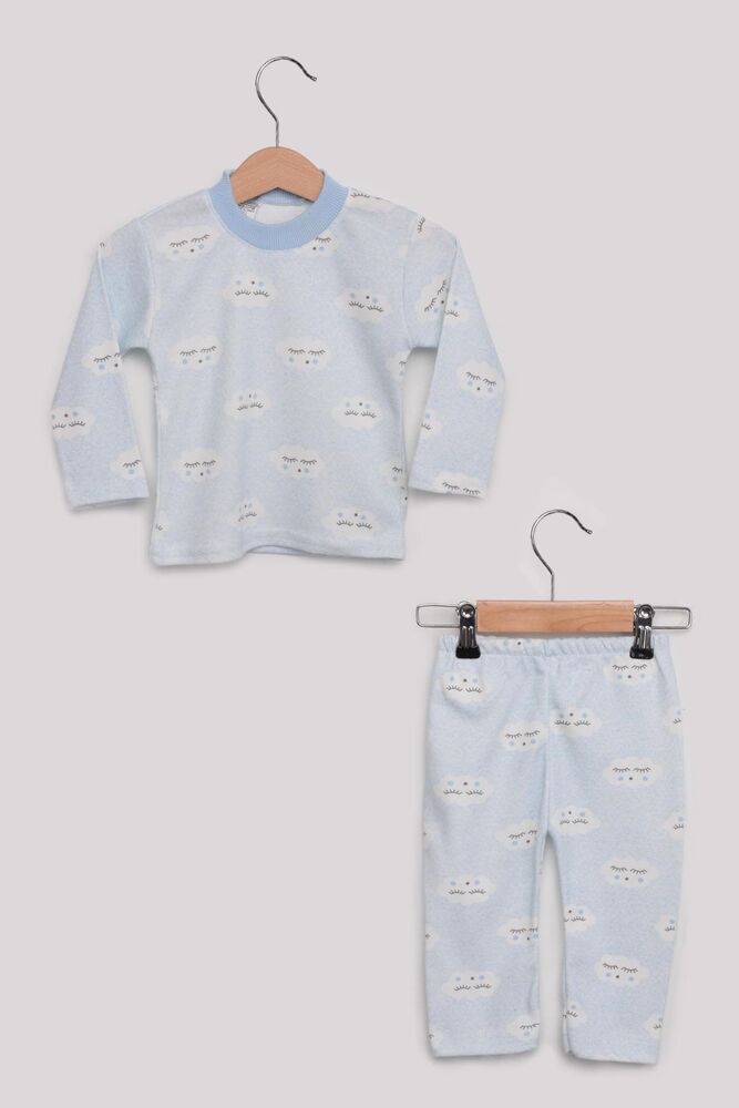 Bulut Desenli Bebek Pijama Takımı | Mavi