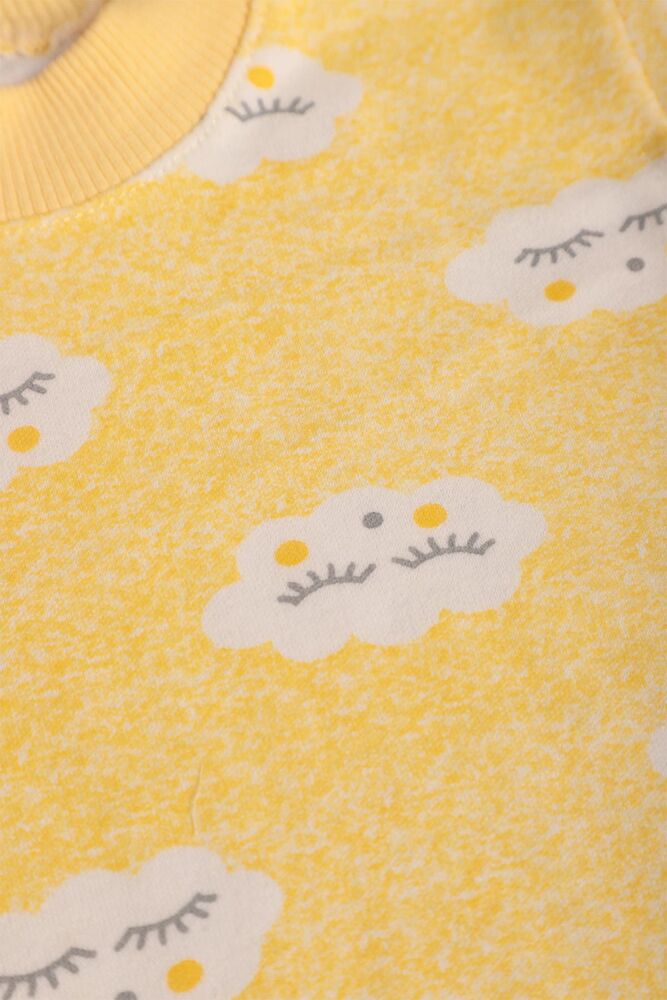 Bulut Desenli Bebek Pijama Takımı | Sarı