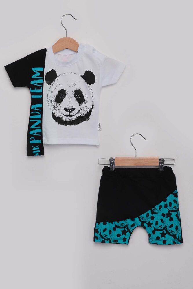 Panda Baskılı Erkek Çocuk Şortlu Takım | Turkuaz