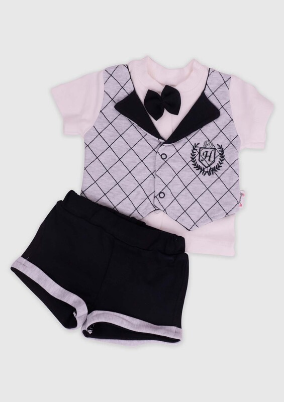 Hippıl Baby - Hippıl Baby Papyonlu Erkek Bebek 2'li Takım 0319 | Siyah