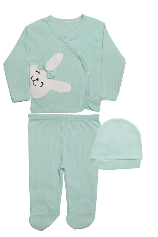 ZEMBABY - Tavşanlı Bebek Takım 3'lü 4225 | Su Yeşili